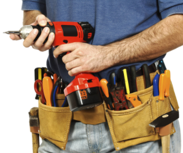 Professional from Hershey Handyman in Hershey, Pennsylvania, preparing his tools for a deck repair job
